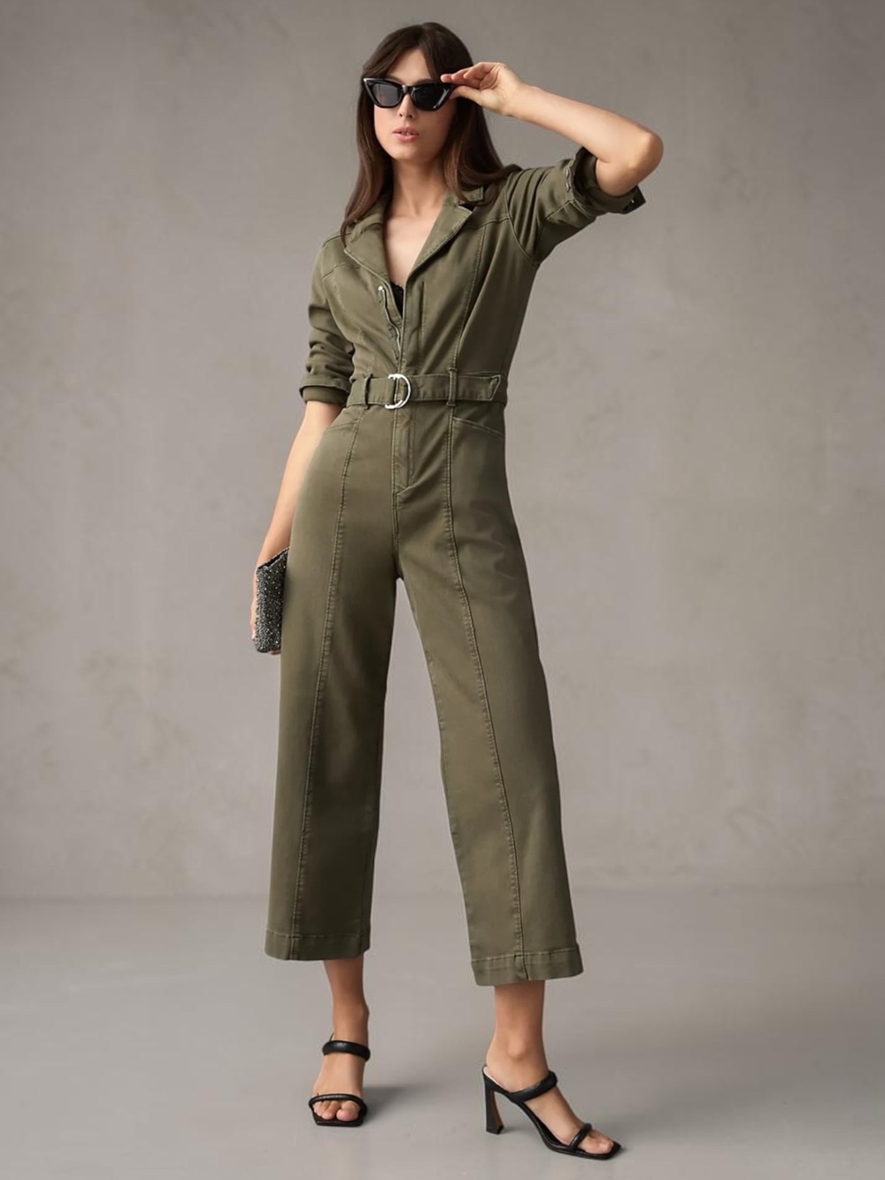 PAIGE Anessa Jumpsuit in Vintage Brushed Olive Green | Size 2